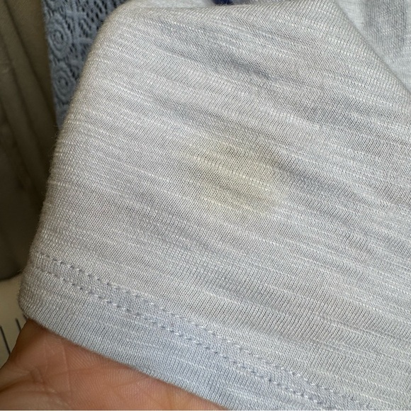 Chico's Relaxed Blue Top with Mandarin Collar Size Medium with Lace Design - Picture 13 of 13